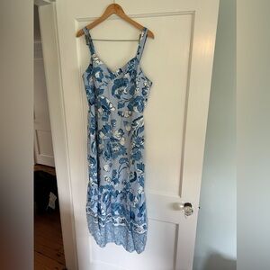 Floral print midi length sun dress